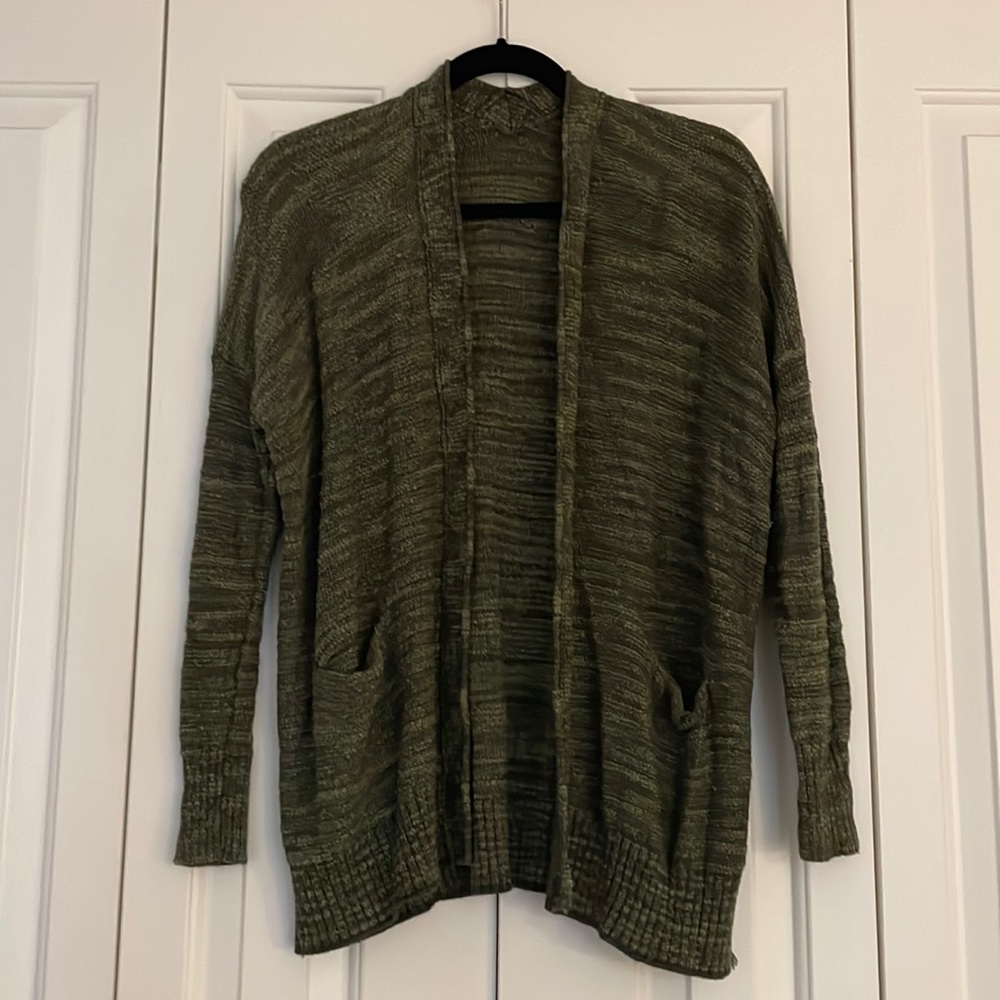 Anthropologie Heathered Green Long Sleeve Cardigan
